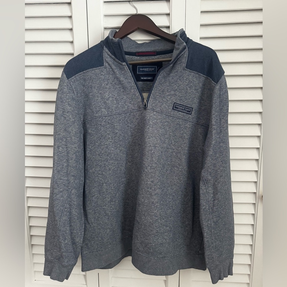 Vineyard Vines Shirt Mens Large On The Go Shep 1/4 Zip Long Sleeve Blue